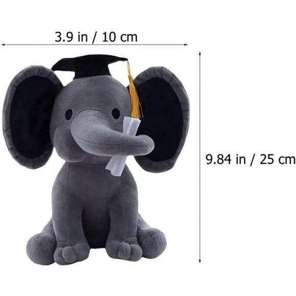 Elephant Plush Animal Doll Toy Wearing Bachelor Hat Graduation  Party - Picture 2 of 9